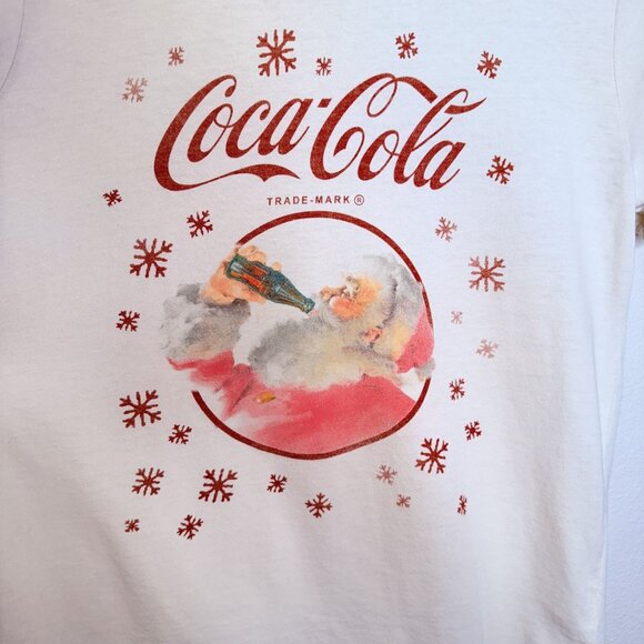 Lucky Brand Cream Coca-Cola Santa Graphic Tee White M - Picture 5 of 8